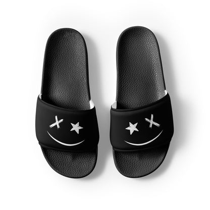 <BE HAPPY> Queen Slides - Black