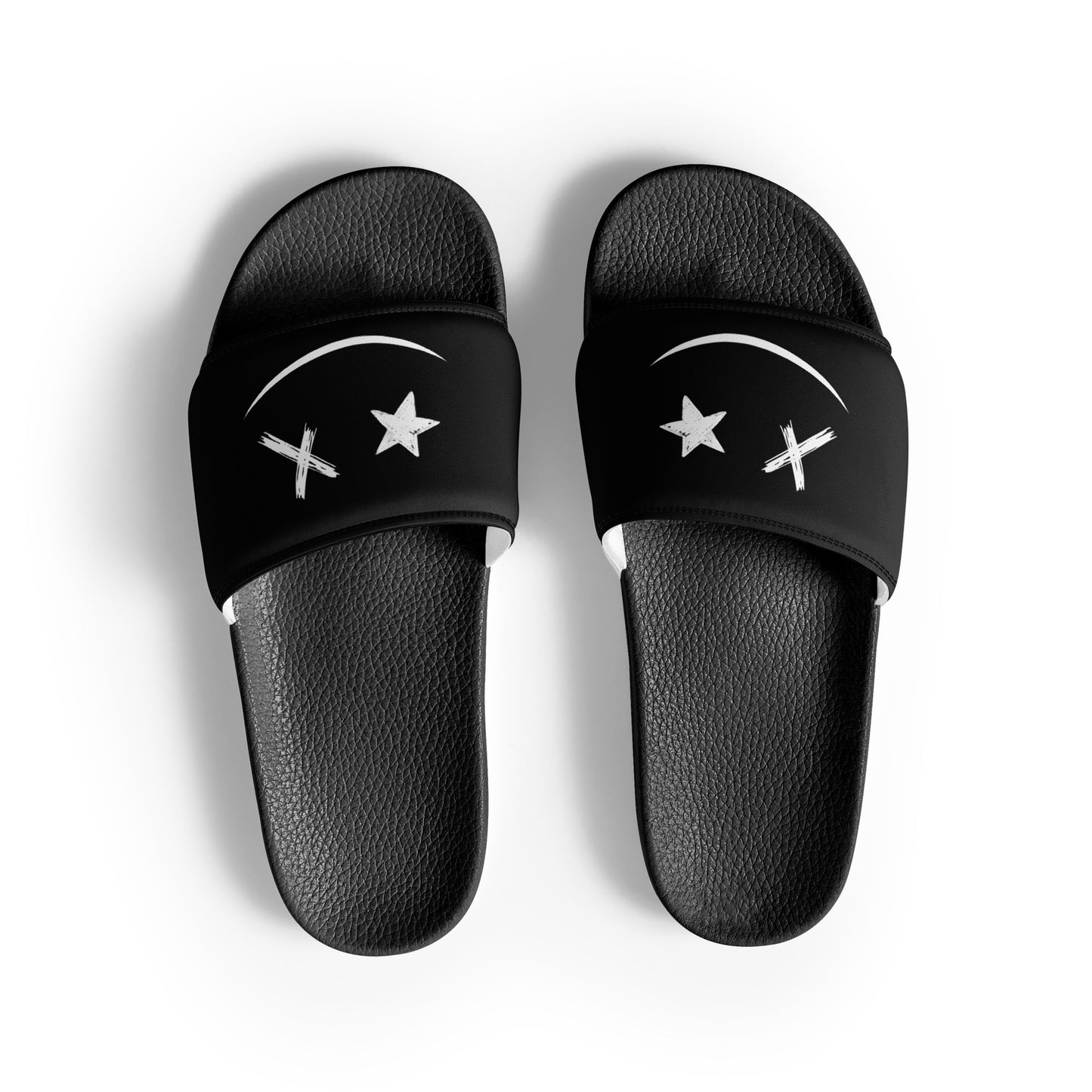 <BE HAPPY> Queen Slides - Black