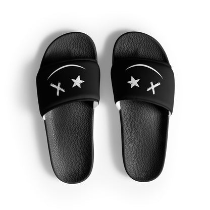 <BE HAPPY> Queen Slides - Black